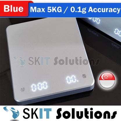 3KG/5KG Coffee Scale Accuracy 0.1g USB Rechargeable Timing LED Display Digital Kitchen Food Weighing Jewelry Cooking