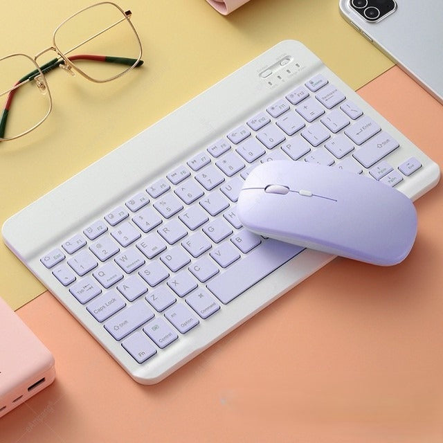 10 Inch Wireless Bluetooth Keyboard + Wi-Fi Mouse Set Rechargeable Tablet Smartphone Laptop Windows