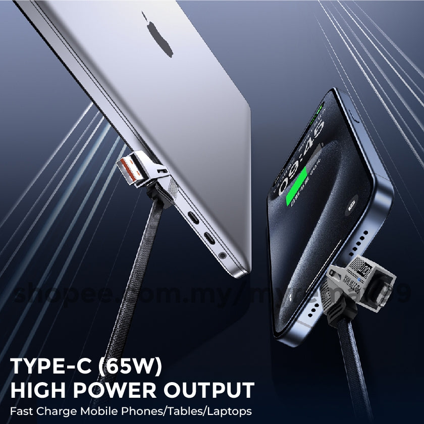 Remax RC-C189 65W Fast Charge 4In1 USB IPH Type C Braided Data Sync Charging Charger Cable A+C & C+L