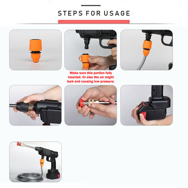 Cordless High Pressure Water Jet Spray Gun Washer Foam Launcher Cleaner Car Snow Wash Wireless Washing Machine FREE Pail