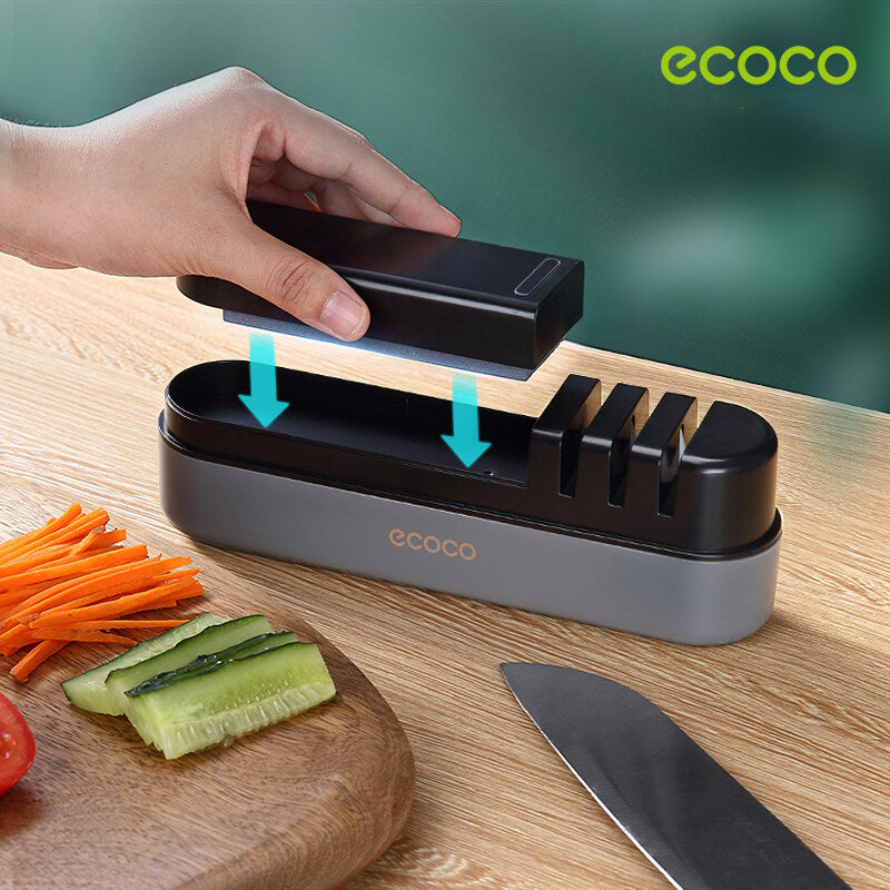 Ecoco Kitchen Knife Sharpener 4 Stage Handheld Sharpening Tool Scissors Blade Cleaver Whetstone Grit