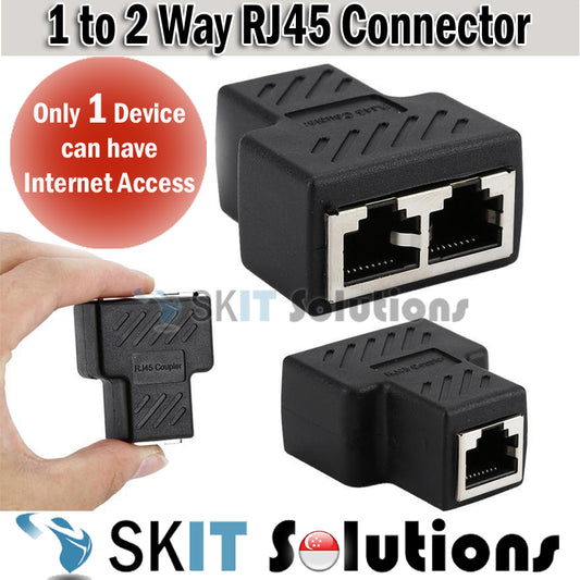 1 to 2 RJ45 Ethernet Splitter Adapter Network Extender Cable Female to Dual LAN Port for Modem PC