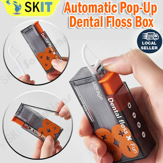 Portable Automatic Pop-Up Dental Floss Dispenser Storage Box Toothpick Oral Care Tooth Cleaning Tool