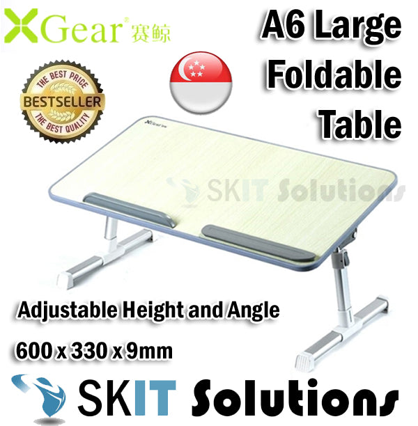 XGear A6 Large A6L (600 x 330 x 9mm) Foldable Portable Laptop Table with Adjustable Height and Angle