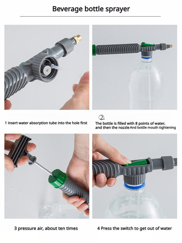 High Pressure Air Pump Manual Beverage Bottle Sprayer for Home Garden Plant Watering Tool Spray Head