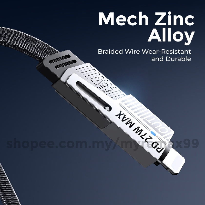 Remax RC-C189 65W Fast Charge 4In1 USB IPH Type C Braided Data Sync Charging Charger Cable A+C & C+L