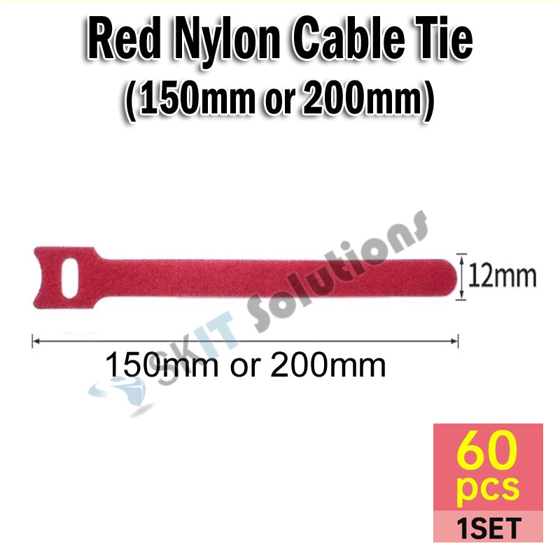 60pcs T-Type Velcro Nylon Cable Ties Reusable Adjustable Hook Loop Wire Management Cord Organizer