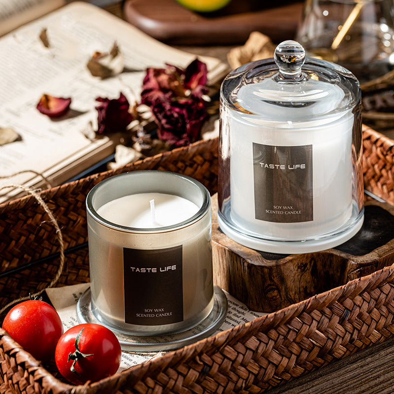 Scented Candle Essential Oil Soy Wax Luxury Glass Jar Home Fragrance Aromatherapy Lavender Rose