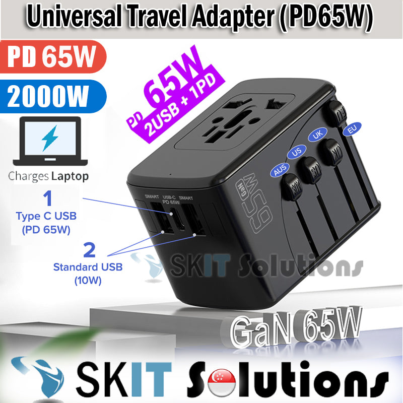 Global Universal Travel Adapter 2 USB Dual Port International Multi Plug 2.1A Fast Charge Charging Power Wall Charger