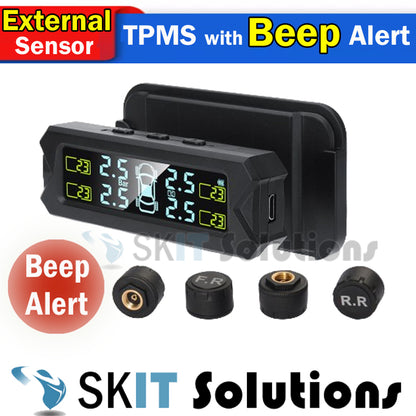 Solar Car TPMS Tire Pressure Monitoring System+Stand Tyre External/Internal Sensor Voice/Beep Alert