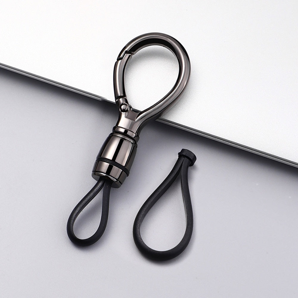 Car Hanging Rope Keychain Metal Key Holder Rotatable Key Ring Silicone Loop for Car Motorcycle Keys