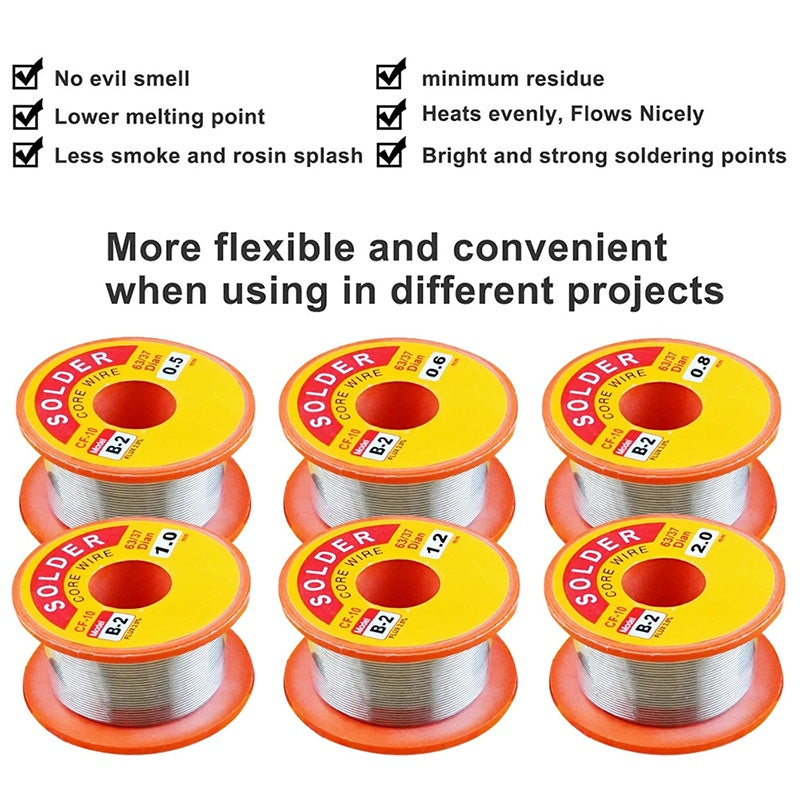 Tin Lead Rosin Core Soldering Solder Iron Wire Flux Reel 0.6/0.8/1MM 2.0% Welding Tool Repair PCB