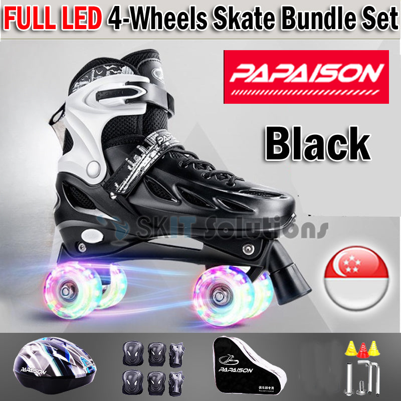 PAPAISON XZY-309 4-Wheels Quad Roller Skates Blade Scooter Double Row Skating Hard Boot Kids Adults