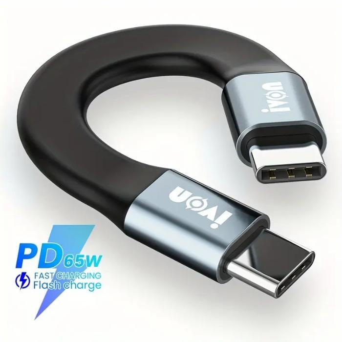 IVON CA90 Mini Clip-On Charge & Sync Cable w/ Key Ring PD65W/PD27W 65W USB-C to USB-C/to IOS 27W