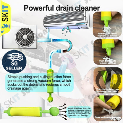 Aircon Drain Blockage Cleaner Pump Pipe Sink Quick Clean Tool AC Drain Pipe Unclogging Cleaning Kit