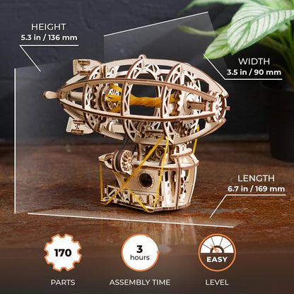 UGEARS Steampunk Airship 3D Mechanical Model Wooden Puzzle DIY Kits