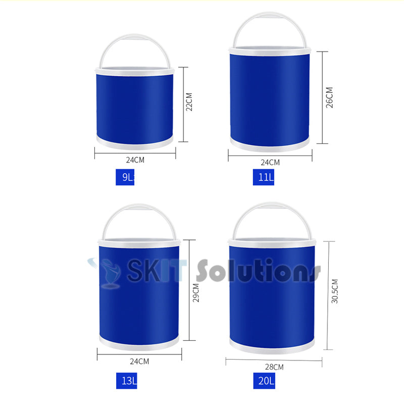 20L/13L/11L/9L Round Folding Water Pail Bucket Foldable Barrel Dish Tub Car Washing Fishing Camping Mopping Gardening