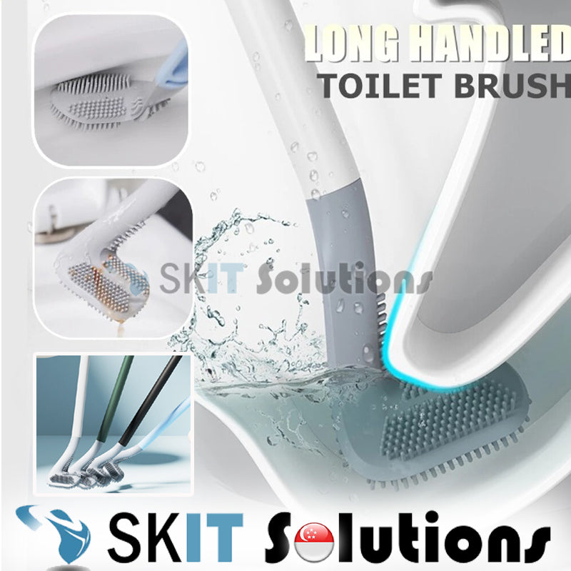 Long Handle Toilet Cleaning Brush Free Hanging Hook Sticker Soft Rubber Golf Silicone Hanging Bathroom Washing Tool