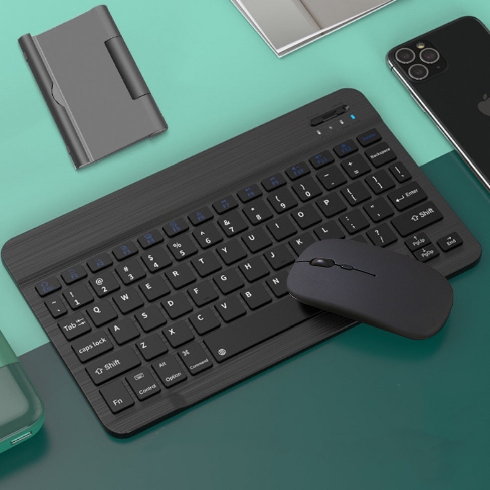 10 Inch Wireless Bluetooth Keyboard + Wi-Fi Mouse Set Rechargeable Tablet Smartphone Laptop Windows
