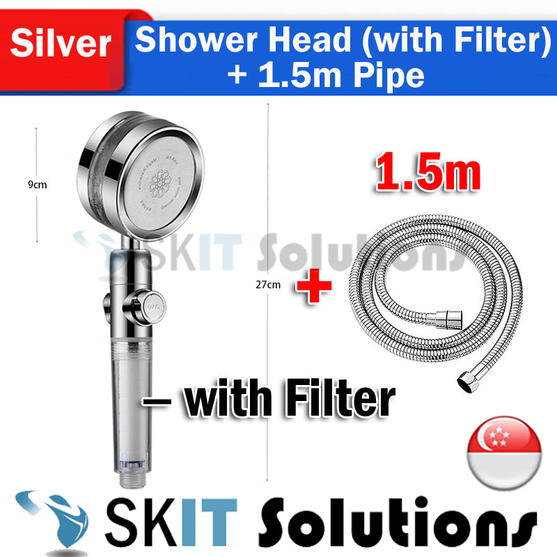 High Pressure Turbocharged Shower Head Built-in Turbo Fan, Dual Spray Option Double Outlet Panel