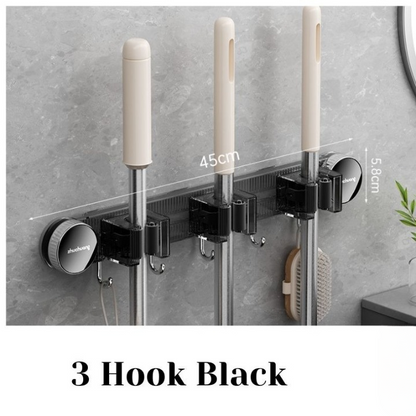 Suction Cup Broom Holder Wall Mounted No Drill Mop Brush Hanger Bathroom Storage Hook Cleaning Tool