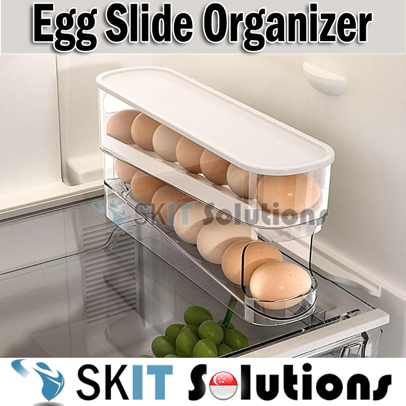 12 Grid Egg Slide Organizer Automatic Scrolling Rack Holder Storage Container Dispenser Basket Bin