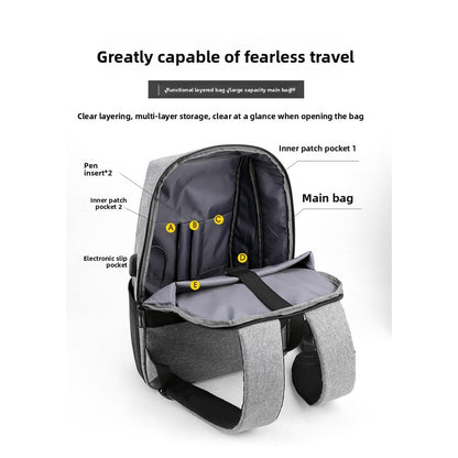 Men Laptop Backpack 15.6 Inch Waterproof Large Capacity USB Charging Casual Travel Bag Pack School