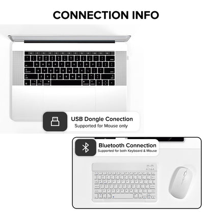 10 Inch Wireless Bluetooth Keyboard + Wi-Fi Mouse Set Rechargeable Tablet Smartphone Laptop Windows
