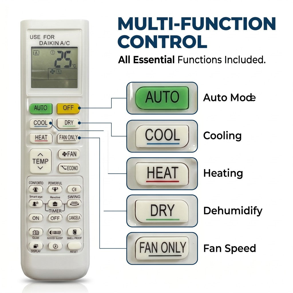 Universal Daikin Air Conditioner Remote Control FZD-DK1006 Most Daikin Aircon AC Models Replacement