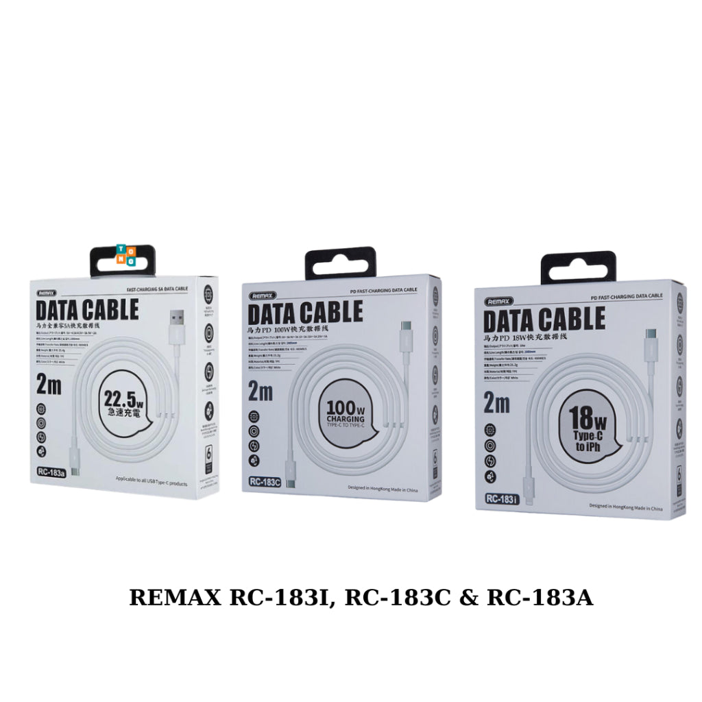 2M Remax RC-183C Marlik 100W PD Fast Charging USB-C to USB-C Cable / RC-183A USB to Type-C PD22.5W 5A