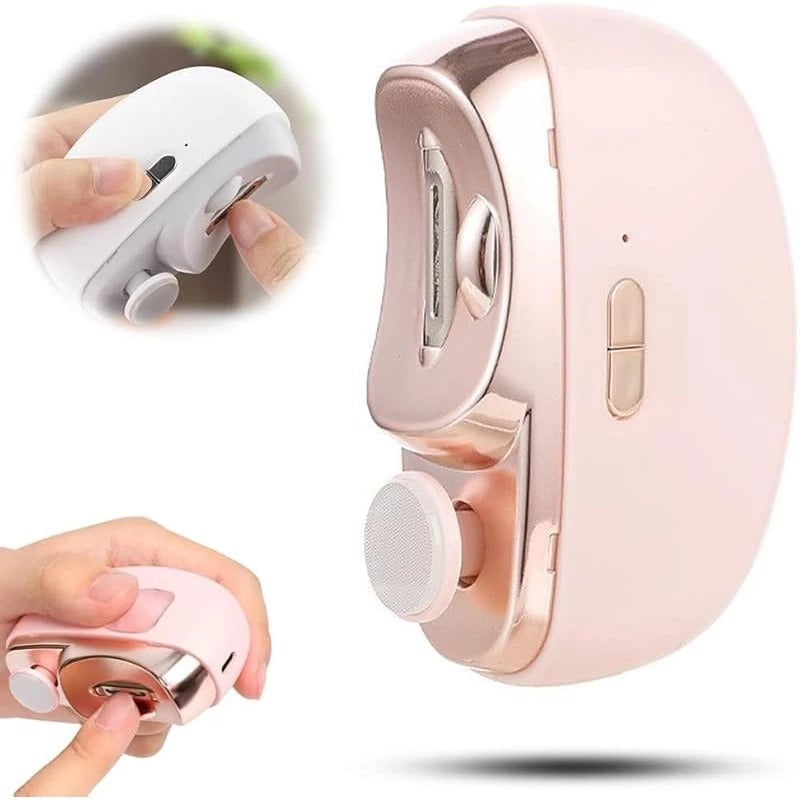 2in1 Electric Auto Nail Clipper Automatic Nail Trimmer Grinder Polisher Rechargeable LED Light Safe