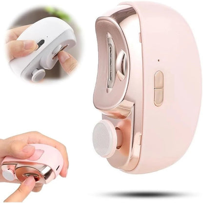 2in1 Electric Auto Nail Clipper Automatic Nail Trimmer Grinder Polisher Rechargeable LED Light Safe