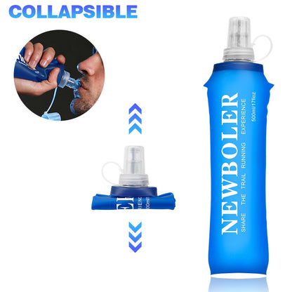 NEWBOLER TPU Soft Silicone Flask Foldable Water Bottle 150ml 250ml 500ml 750ml for Outdoor Sports