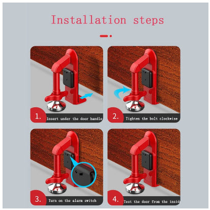 Portable Door Lock Door Stop Jam Alarm Travel Security Jammer Self Defense Home Anti-Theft Safety
