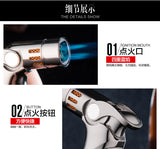 Quad 4 Jet Flame Torch Lighter Adjustable BlowTorch Nozzles Blow Torch Gas Straight Ignition Refillable Butane Windproof