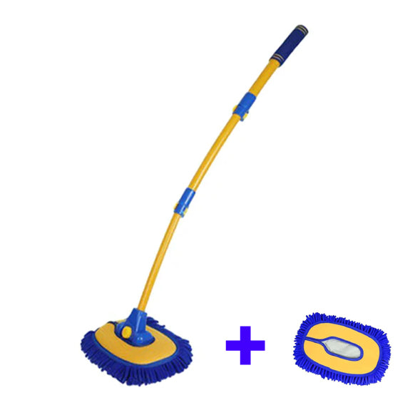 2-In-1 Car Cleaning Brush Telescoping Long Handle Mop Chenille Microfiber Broom Pole Car Wash Tool