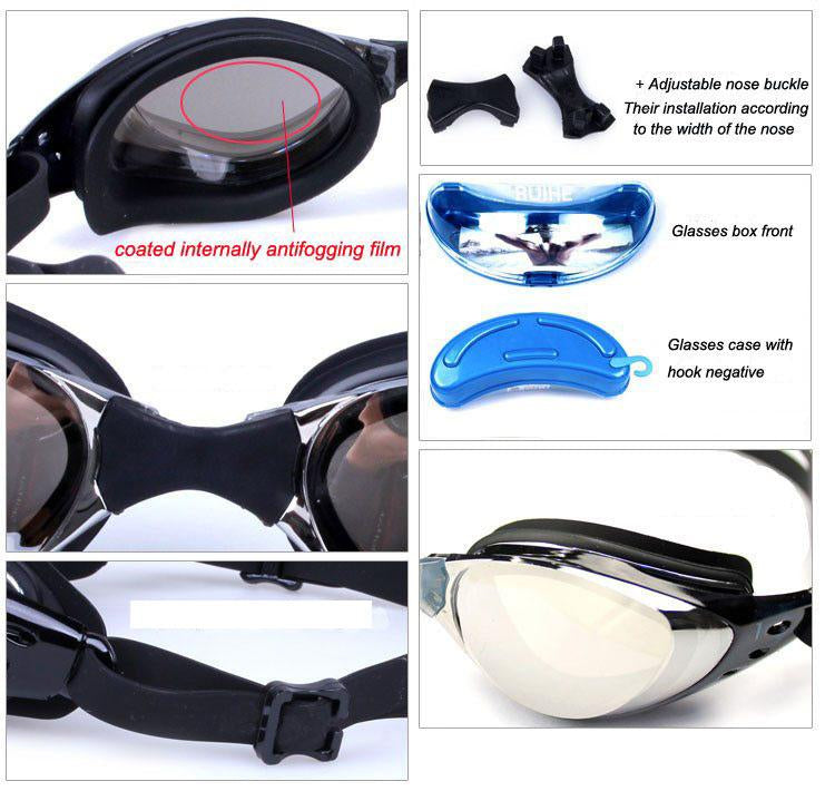 Adult Kid Swimming Goggles Anti Fog UV Protection Leakproof Power 0 Normal Vision Pool Swim Glasses