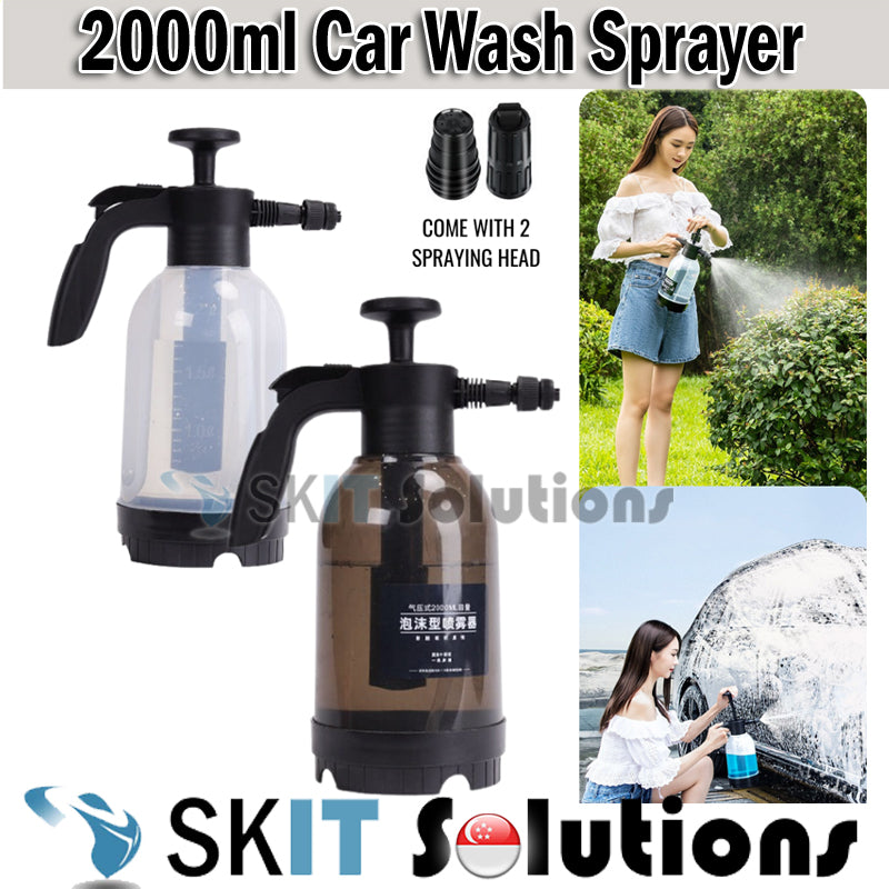 2000ML Pressurized Car Wash Snow Foam Sprayer Bottle High Pressure Spray Manual Air Pressure Aircon Washing Cleaning