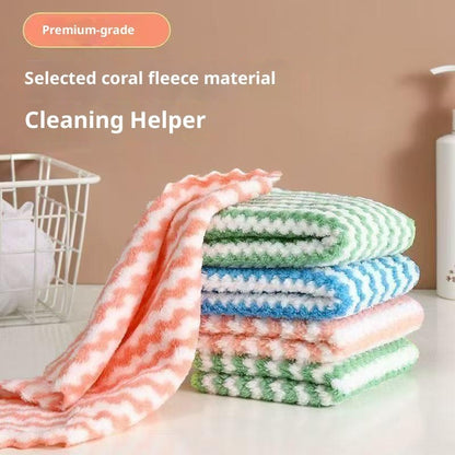 Coral Fleece Dish Cloth Bamboo Fiber Anti Oil Lint Free Quick Dry Kitchen Cleaning Towel Essential
