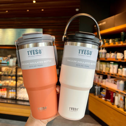 600ml 900ml TYESO Thermal Tumbler Stainless Steel Vacuum Insulated Bottle Handle Straw Keep Hot Cold