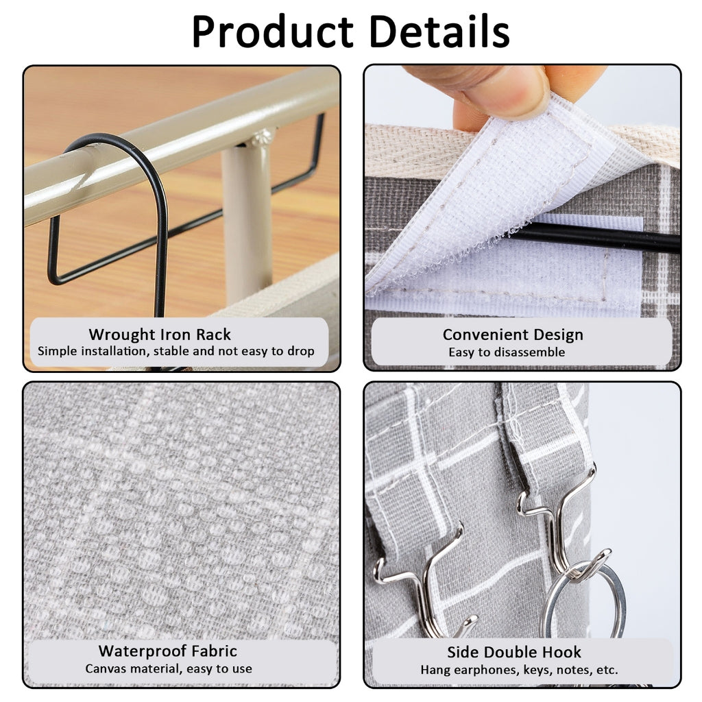 Bedside Hanging Bag Bed Storage Pocket Tidy Organiser Bedhead Sofa Pouch Phone Holder Tablet Pocket