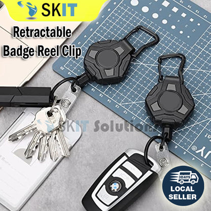 Heavy Duty Retractable Badge Reel Keychain Id Holder Card Clip Student ID Worker Tag Cover Case