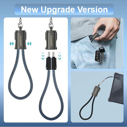 0.2 Meter Remax C6 Type C to Type C 65W Super Fast Charging Data Sync Charger Hanging Rope Braided Cable