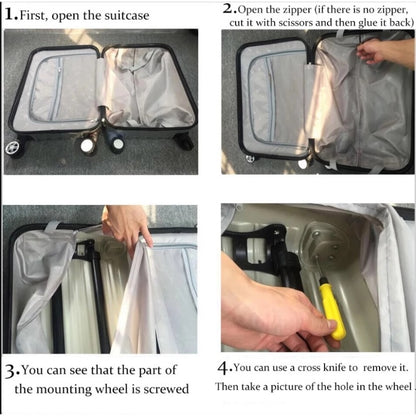 4PCS Set Universal Travel Suitcase Replacement Wheels 360° Swivel Dual Roller Silent Luggage Parts