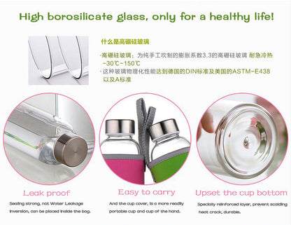 550ml Glass Water Bottle with Protective Sleeve – additional product view 4