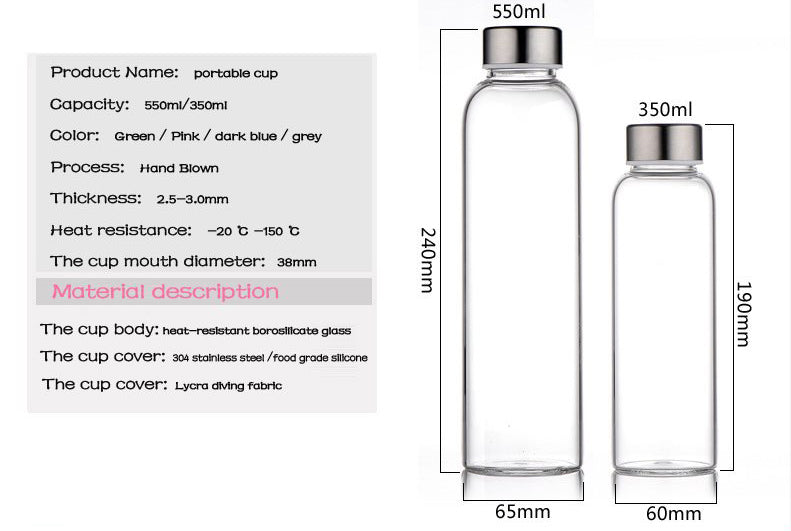 550ml Glass Water Bottle with Protective Sleeve – additional product view 11