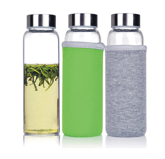 380ml Glass Water Bottle with Protective Sleeve
