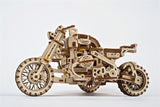 Ugears Scrambler Ugr-10 Motor Bike With Sidecar ★Mechanical 3D Puzzle Kit Model Toys Gift Present Birthday Xmas Christmas Kids Adults