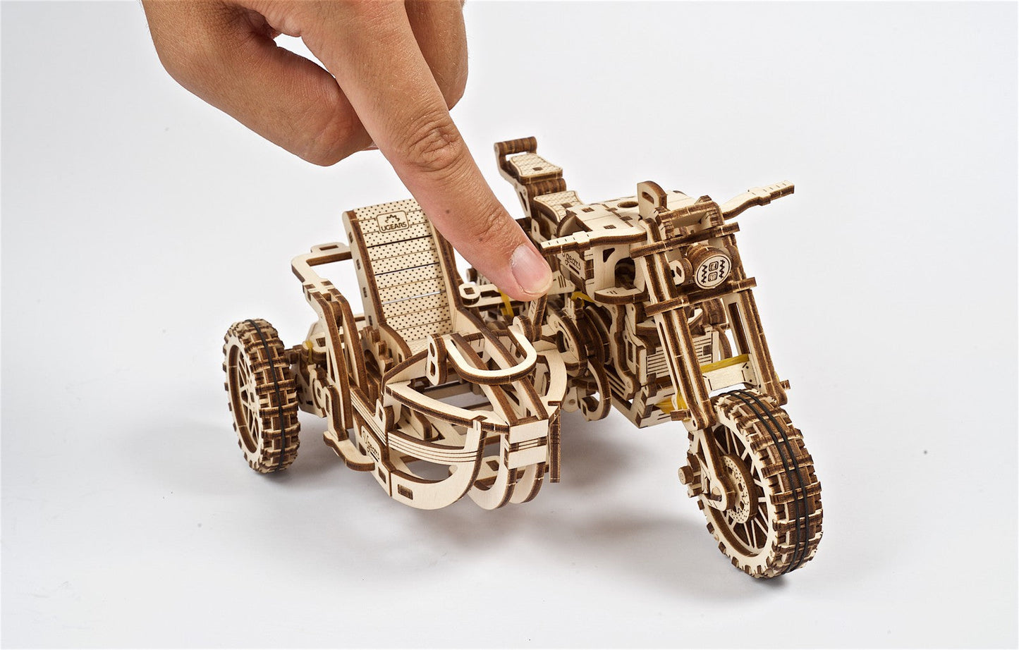 Ugears Scrambler Ugr-10 Motor Bike With Sidecar ★Mechanical 3D Puzzle Kit Model Toys Gift Present Birthday Xmas Christmas Kids Adults