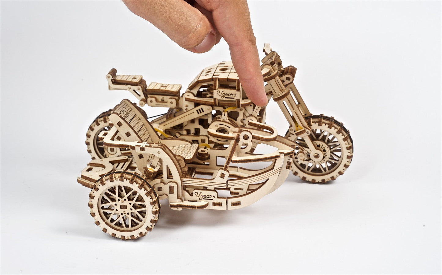 Ugears Scrambler Ugr-10 Motor Bike With Sidecar ★Mechanical 3D Puzzle Kit Model Toys Gift Present Birthday Xmas Christmas Kids Adults